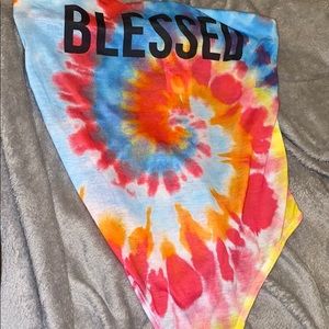 Tie dye Blessed slogan bodysuit